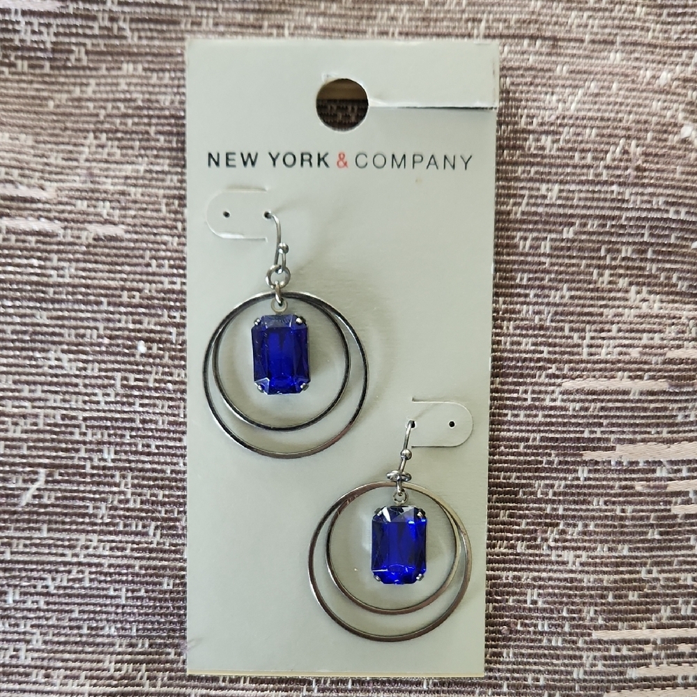 New York & Company Silver and Blue Earrings